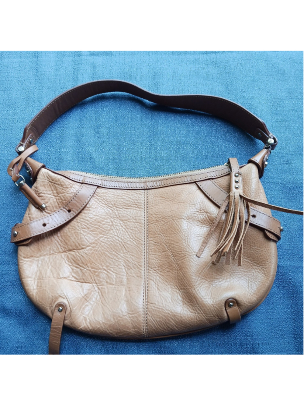 Vintage Liz Claiborne New York Leather Hobo Bag Tan